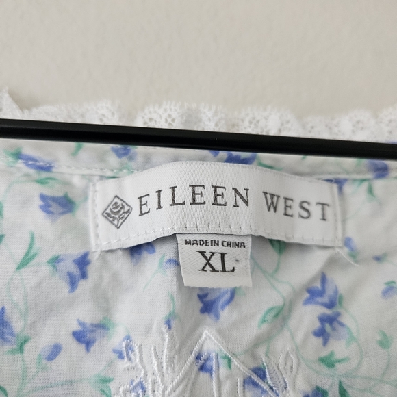 Eileen West Blue Floral Cottagecore Knee Length Sleeveless Sleep Dress - Picture 9 of 13